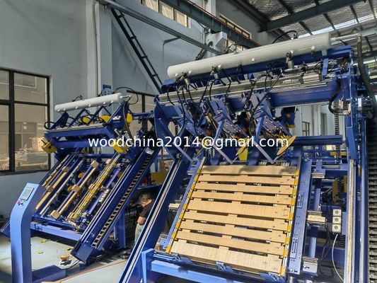 Macchine di assemblaggio automatiche di pallet a stringer euro blocchi di segatura di pallet macchine per chiudere pallet di legno euro
