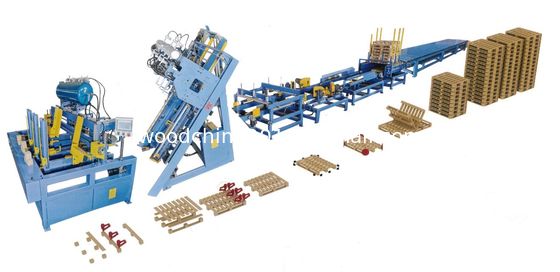 Euro Wood Block Pallet Making Machine 4 Stringer w/Stacker Palet Nailer Assembly System (Sistema di assemblaggio dei chiodi per pallet)