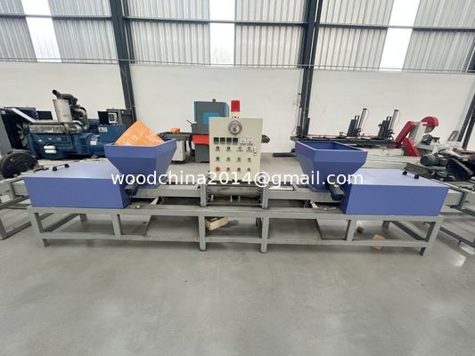 Nuova macchina automatica a due teste per la sega a fette di legno per blocchi di polvere per la produzione di pallet di legno