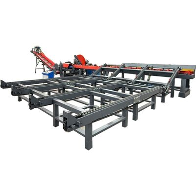 Processore idraulico per legna da ardere da 50 tonnellate per impieghi gravosi con diametro massimo del tronco di 600 mm e flusso di lavoro della catena di montaggio completamente automatizzato